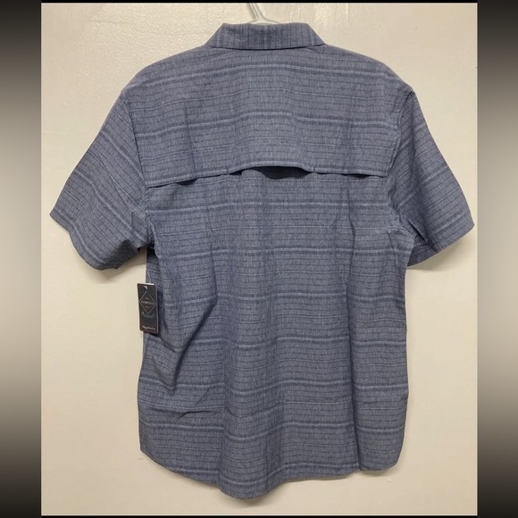 Flag & Anthem Mens Plaid Shirt Button Up Medium Blue Navy Stretch Lightweight - Picture 2 of 13